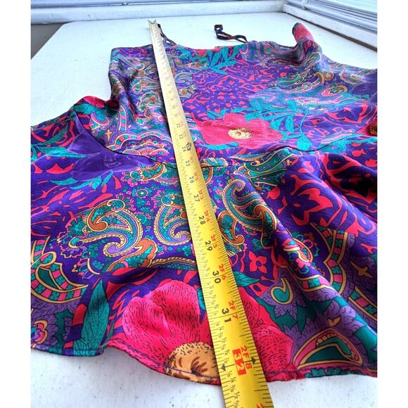 Womens California Miss Y2K Kimono Robe Nightgown Satin Med Floral Sexy USA Vtg - Picture 10 of 10